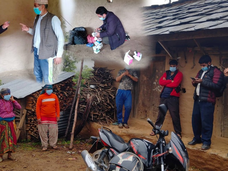 वडावासीको स्वास्थ्य अवस्था बुझ्न स्वास्थ्यकर्मी लिएर वडाध्यक्ष घर घरमा 